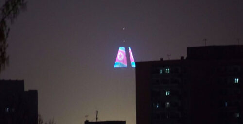 Huge LED display added to top of Pyongyang’s iconic Ryugyong Hotel: photo