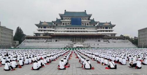 North Koreans conducting mass games training in Pyongyang amid COVID-19 lockdown