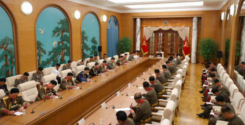 Kim Jong Un stresses national defense in meeting with top military officials