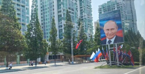 North Korea lines streets with Putin portraits and Russian flags ahead of visit