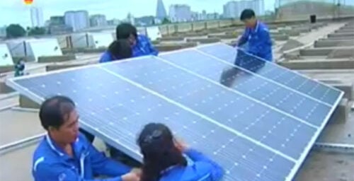 Video shows large solar array construction on N.Korean factory