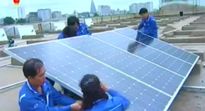 Video shows large solar array construction on N.Korean factory