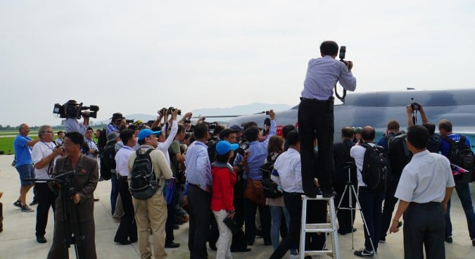 Female pilots attract a crowd | Photo credit: NK News