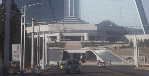 New roads connected to Pyongyang’s unfinished Ryugyong Hotel