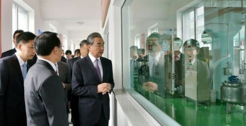 Chinese FM meets party officials, tours factory on final day of Pyongyang visit