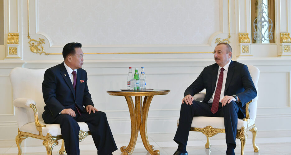 Top N. Korean official, Azerbaijan’s president discuss “expanding” economic ties