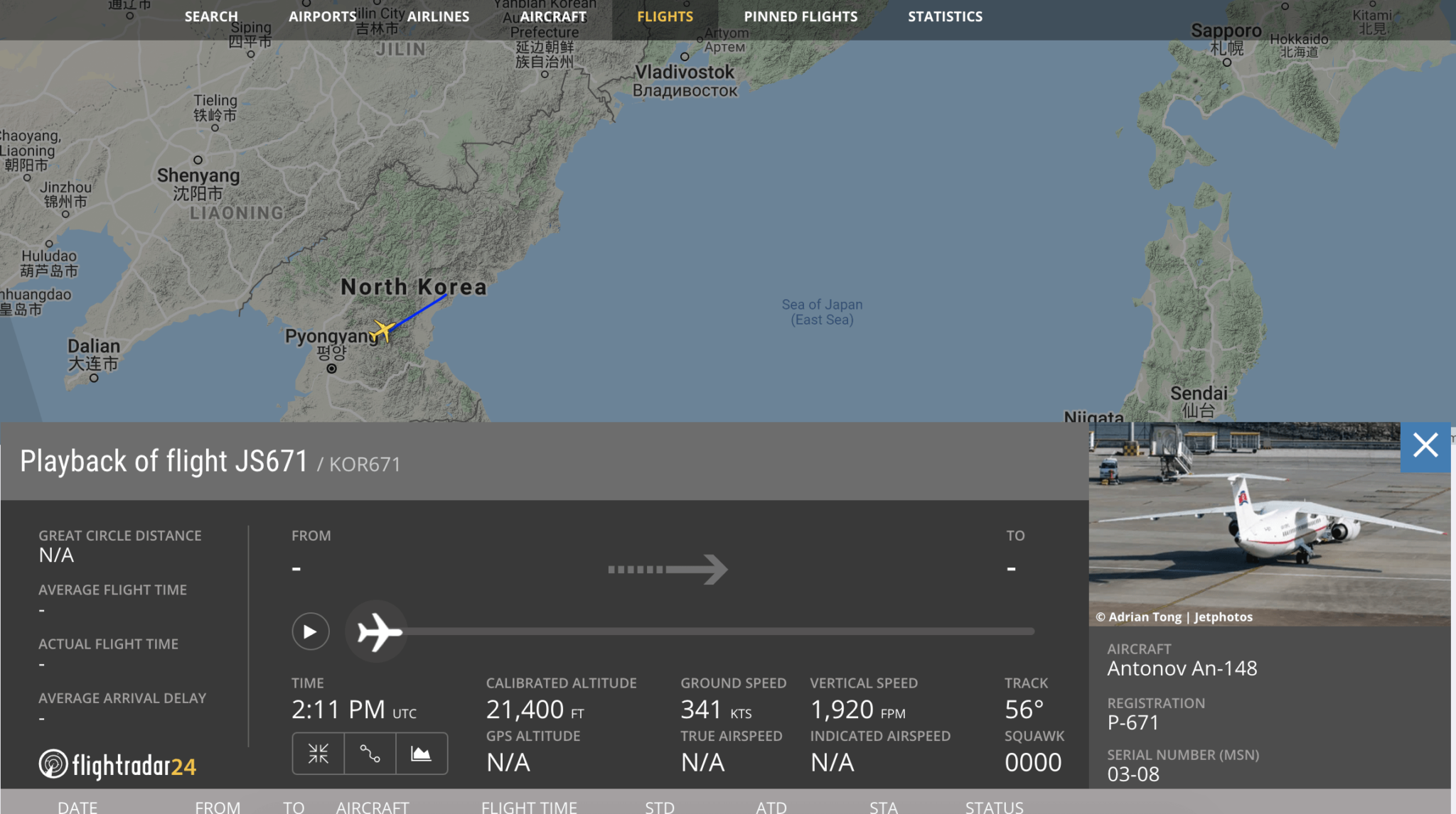 Rare Air Koryo flight detected, one of just handful since pandemic ...