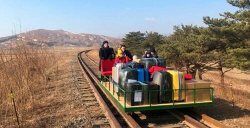 Russian diplomats exit North Korea on trolleys built for evacuating foreigners