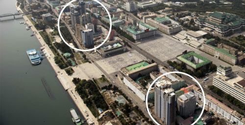 Nearly five years later, high rises near Kim Il Sung square are still unfinished
